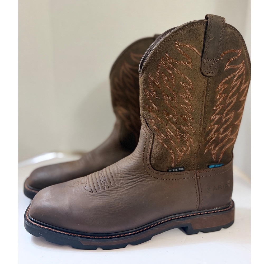 Ariat Groundbreaker Wide Square Toe Waterproof Steel Toe Work Boots Men 10.5 EE
